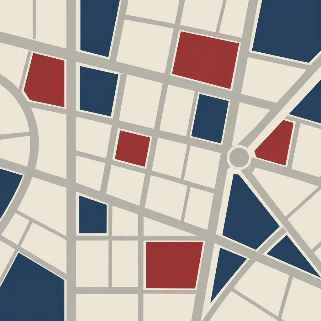 A folded street map with a pin, seen from above